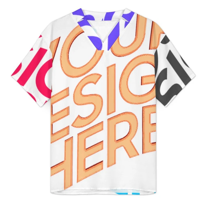 T-shirt col V homme classique à manches courtes J20T personnalisée avec prénom motif texte (conception multi-images)