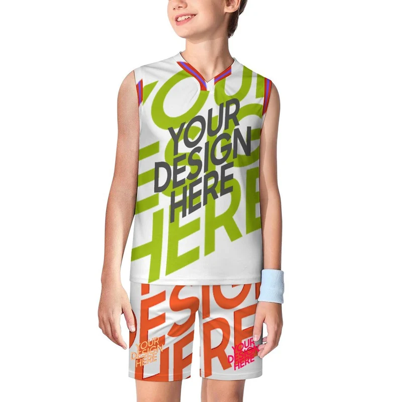 Maillot de basket-ball col V pour adolescents KTZ personnalisé avec photo texte prénom