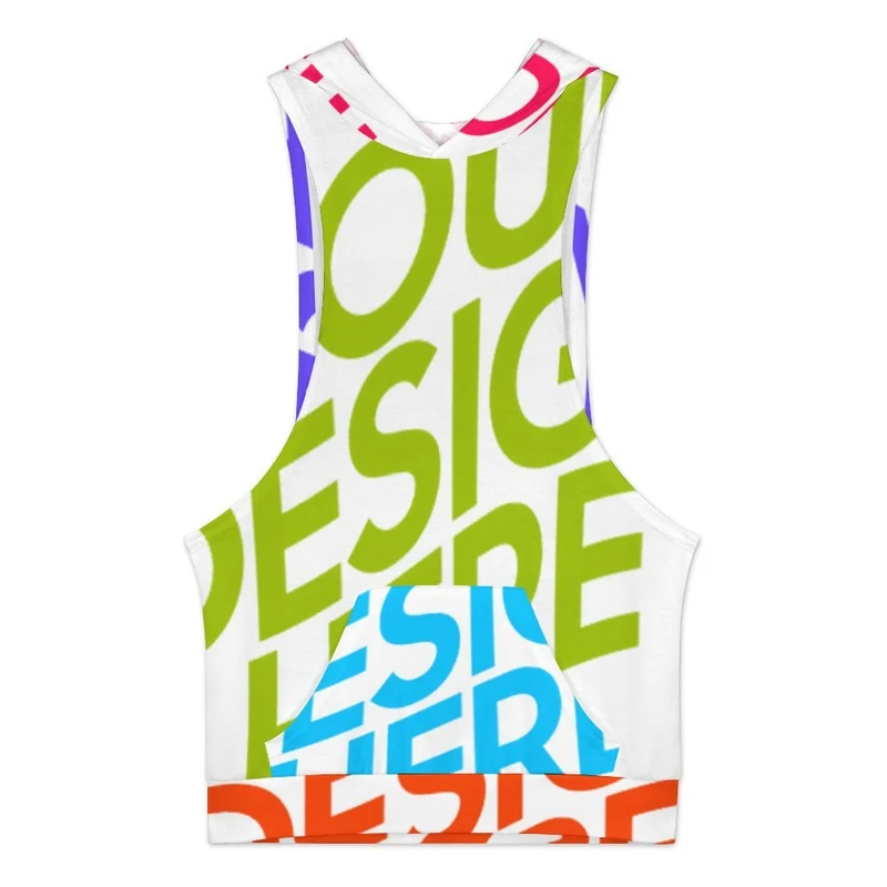 Débardeur femme avec capuche et poches BX07 personnalisée avec prénom motif texte (conception multi-images)