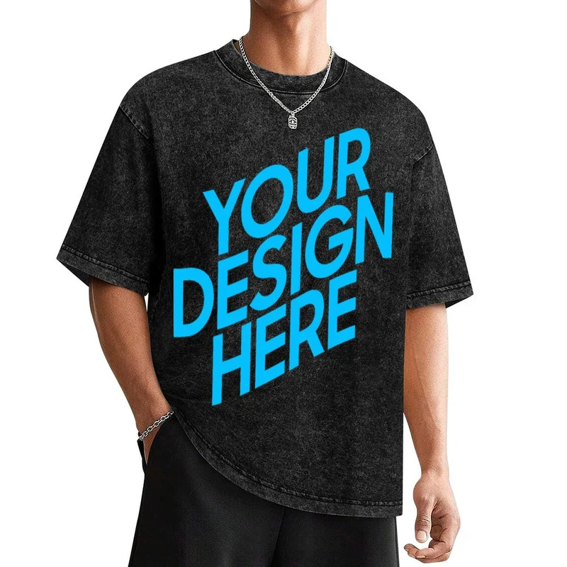 T-shirt à manches courtes rétro délavé à épaules tombantes personnalisé avec photo texte prénom