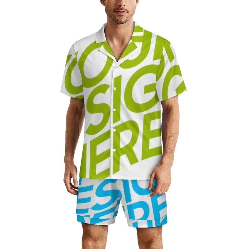 Pyjama homme manches courtes 2 pièces LM135 personnalisé avec photo texte prénom (conception une image)