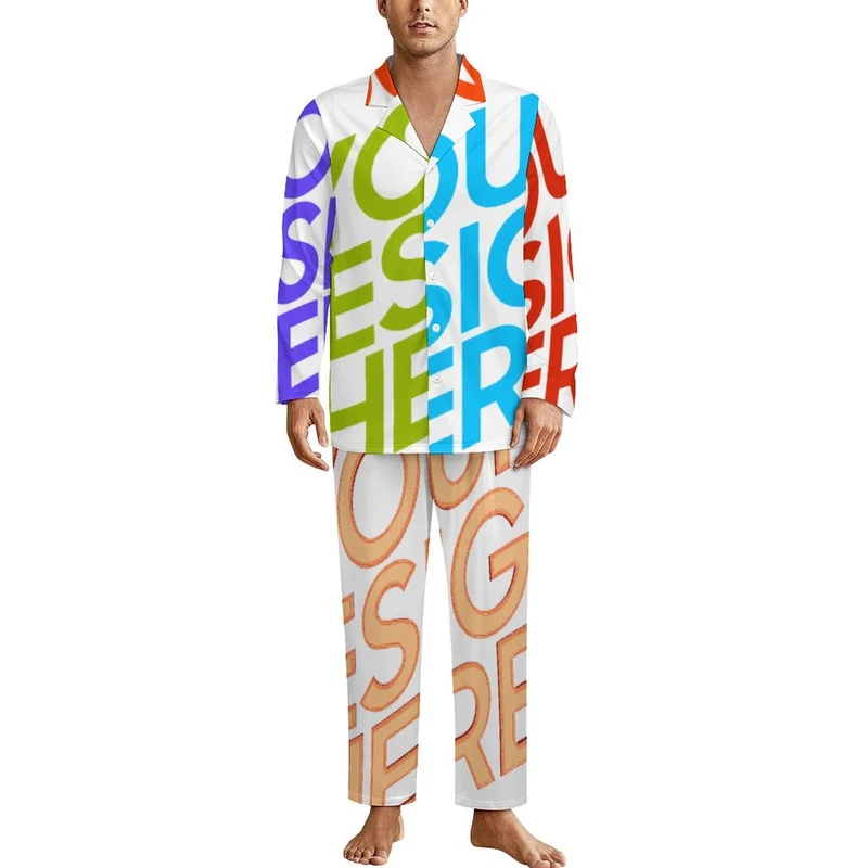 Pyjama homme 2 pièces manches longues LM092 personnalisée avec prénom motif texte (conception multi-images)