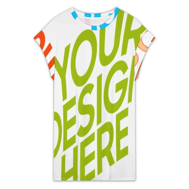 Robe d'été à manches courtes et col ras du cou pour femme LYQ116 personnalisée avec prénom motif texte (conception multi-images)