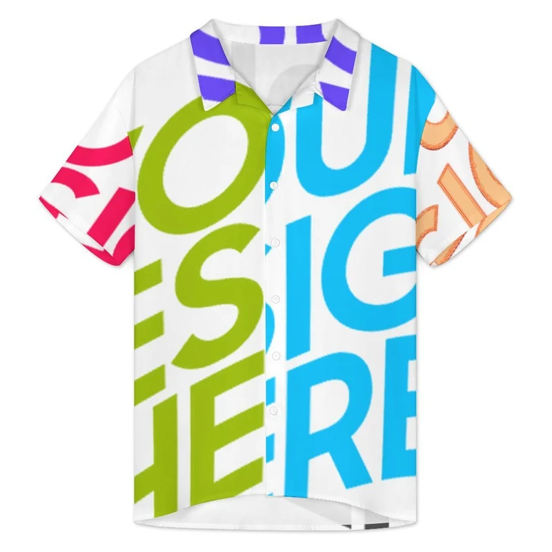 Chemises à manches courtes pour hommes DCS07 personnalisée avec prénom motif texte (conception multi-images)