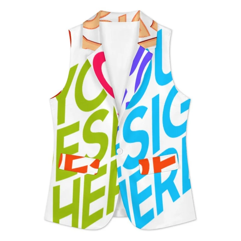 Gilet polyvalent décontracté et habillé pour femme A22K personnalisée avec prénom motif texte (conception multi-images)