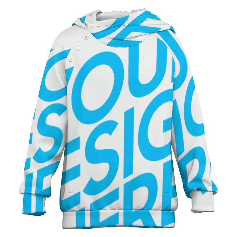 Sweat à capuche raglan pour enfants sans poches MXU039 personnalisé avec photo texte prénom