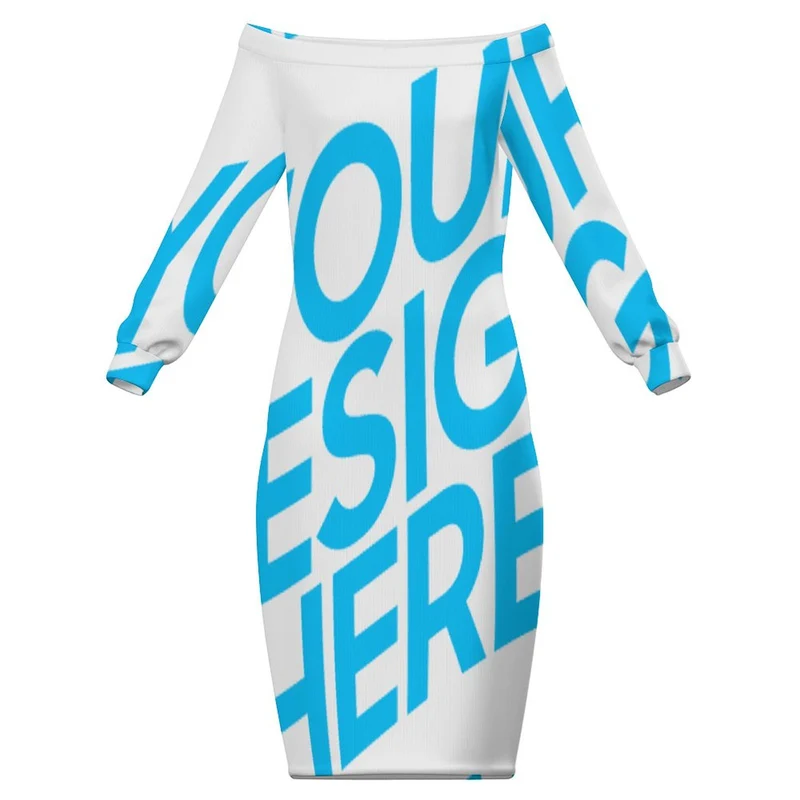 Robe longue à épaules dénudées pour femme MXLD personnalisé avec photo texte prénom (conception une image)