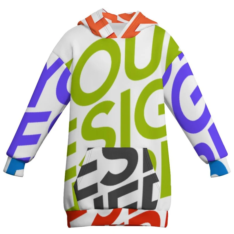 Sweat à capuche oversize pour enfants MWZXU037 personnalisée avec prénom motif texte (conception multi-images)
