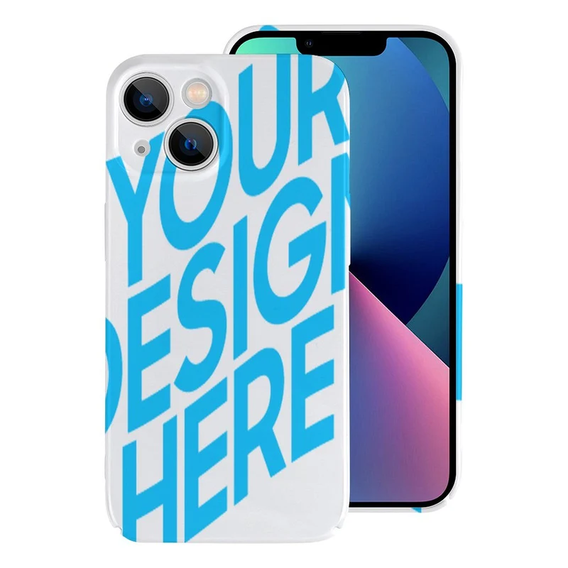 Coque de téléphone portable en plastique PC iPhone 13 personnalisé avec photo texte prénom
