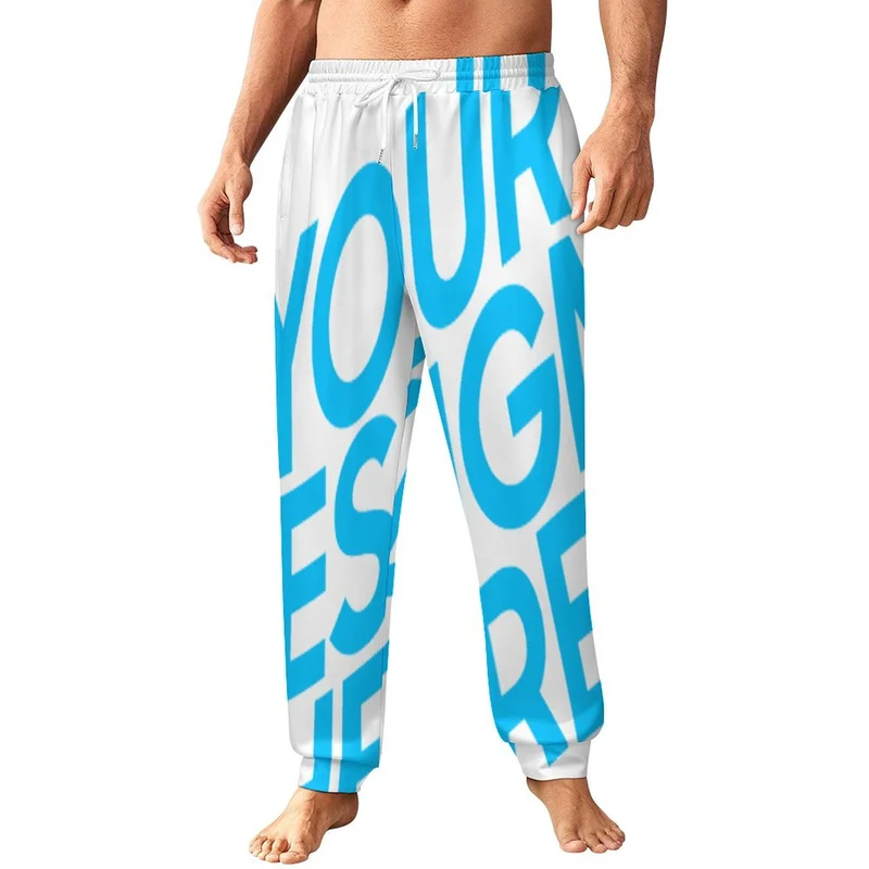 Pantalon de jogging taille haute pour homme LM132 avec poches tailles XS-4XL personnalisé avec photo texte prénom (conception une image)