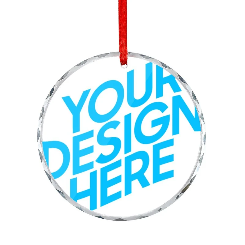 Pendentif décoratif circulaire en verre pour sapin de Noël personnalisée avec prénom motif texte