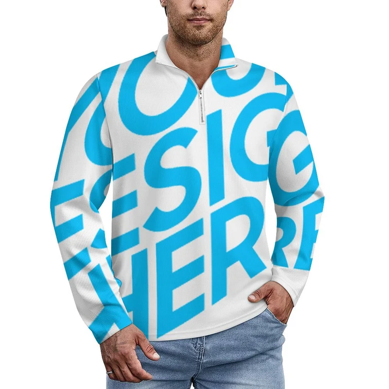 Pull homme sport POLO shirt LM111 personnalisé avec photo texte prénom (conception une image)