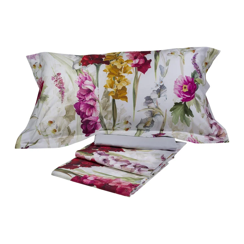 Completo Lenzuola charming Floreale in Raso di cotone