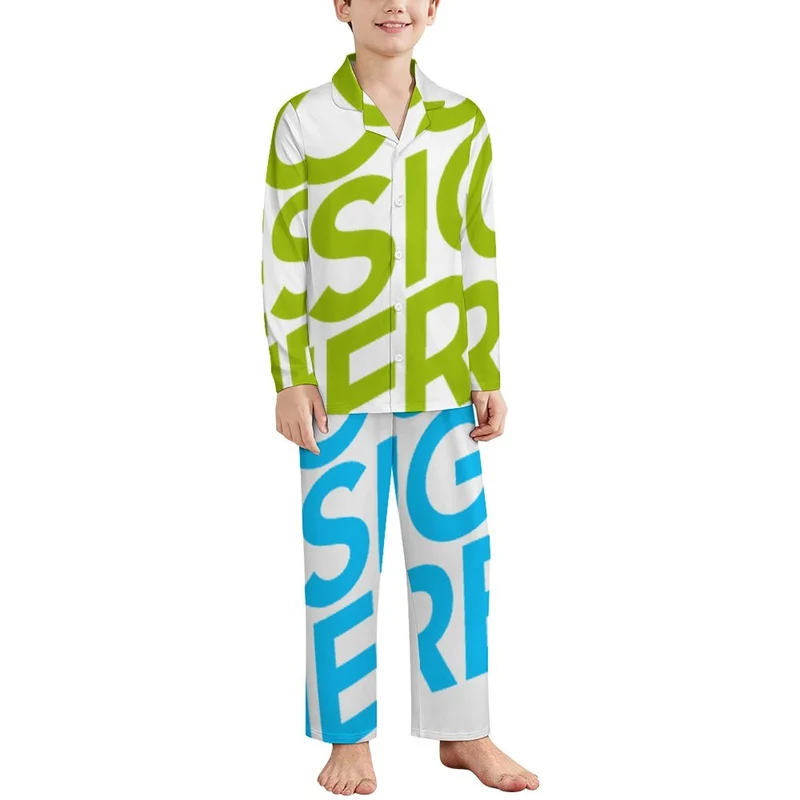 Pyjama à manches longues pour enfants LM125 personnalisé avec photo texte prénom (conception une image)