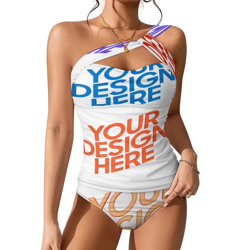 2024 nouvelle Maillot de bain tankini pour femmes ensemble 2 pièces SDS2002 personnalisée avec prénom motif texte (conception multi-images)