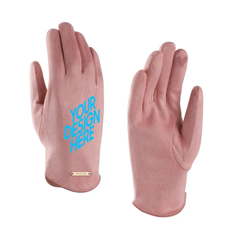 Gants femme en daim personnalisés avec photo motif texte
