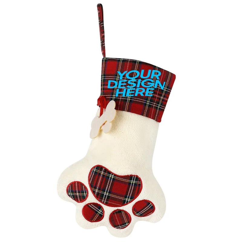 Décoration en forme de patte de chat à transfert thermique, bas de noël personnalisés avec photo texte motif