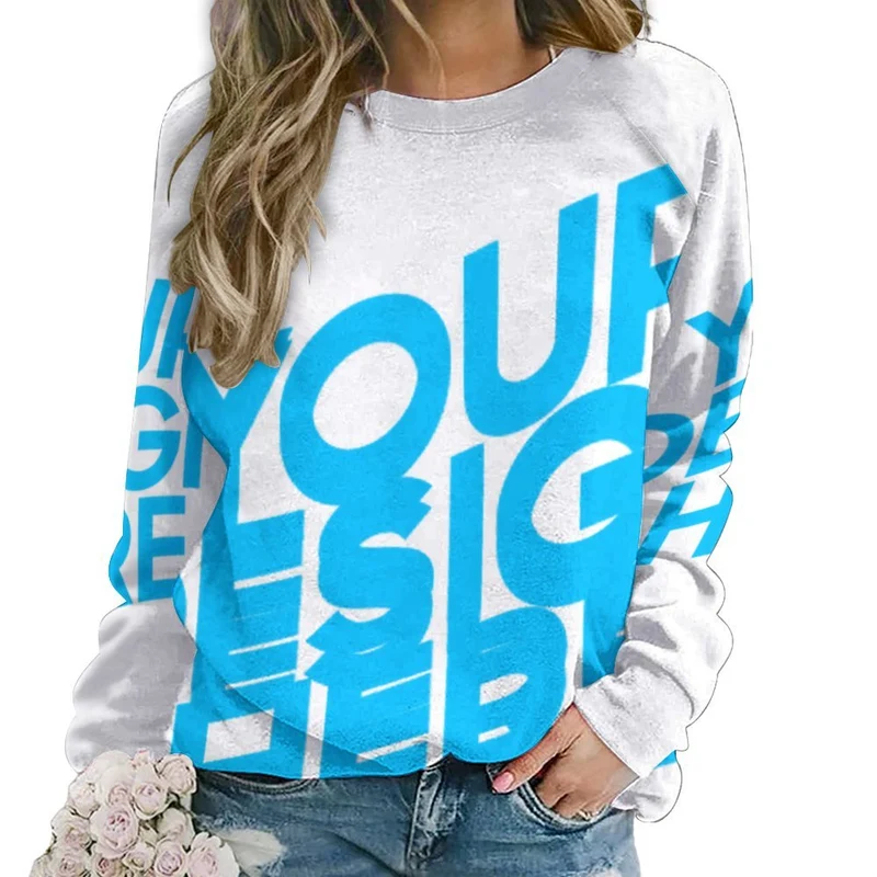 RH Sweat-Shirts col rond raglan femme Personnalisé avec photo logo et texte (Image unique)