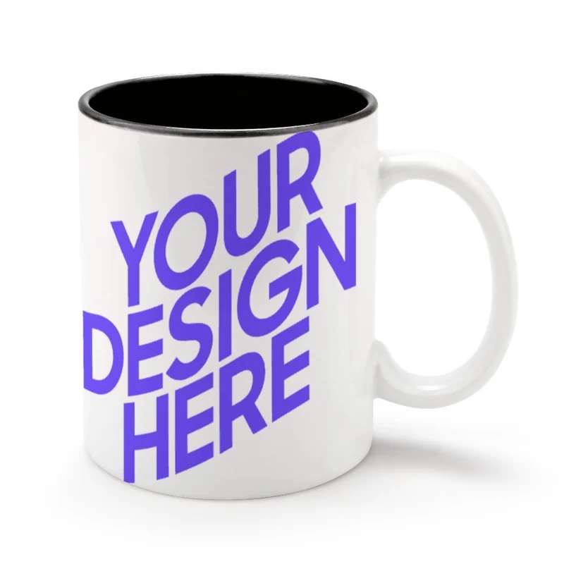 Mug avec intérieur et poignée noir / Tasse noir mat personnalisé avec photo logo texte motif