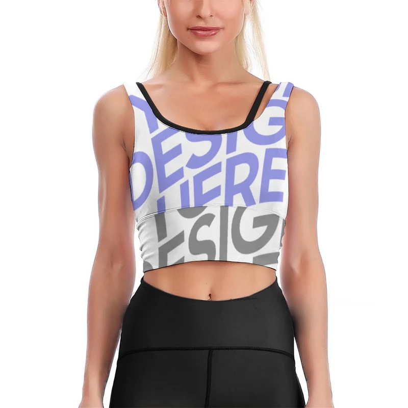 Soutien-gorge de sport de gymnastique pour femmes, haut de yoga YJ023 personnalisé avec photo motif texte (conception multi-images)