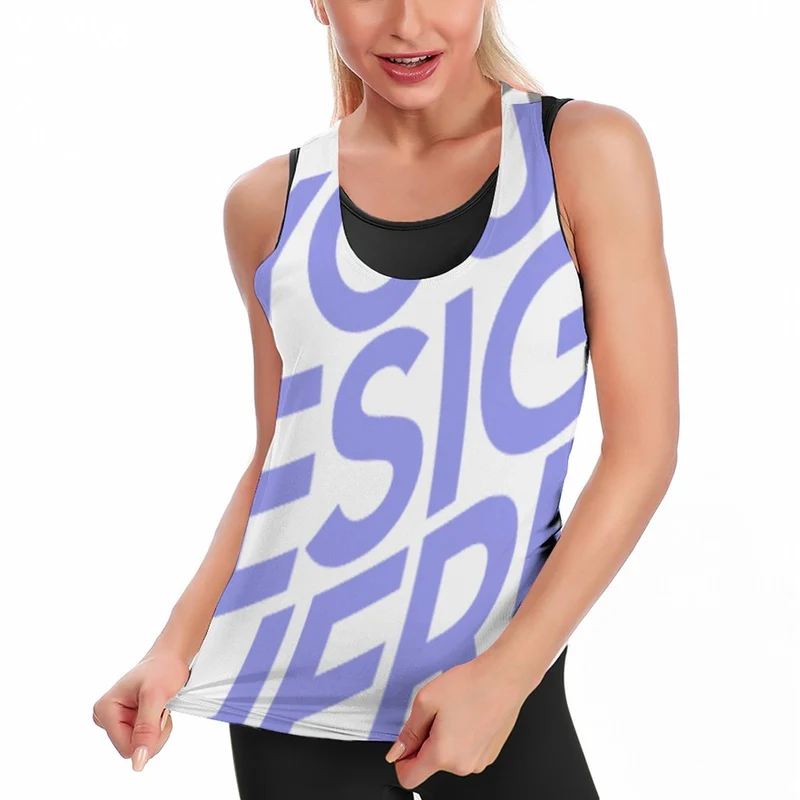 Gilet de sport d'entraînement de yoga sans manches pour femme YJ022 personnalisé avec photo texte prénom (conception multi-images)