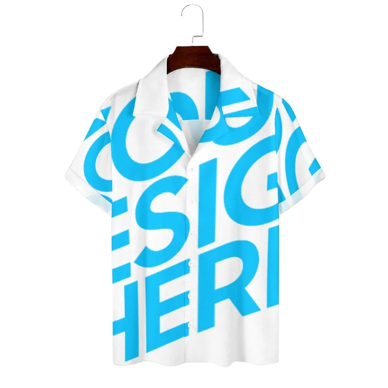 Chemise homme manches courtes col cubain AY006 personnalisée avec texte motif photo (conception une image)