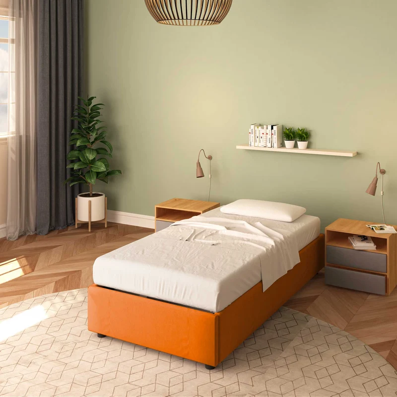 Letto senza contenitore singolo in ecopelle Clara