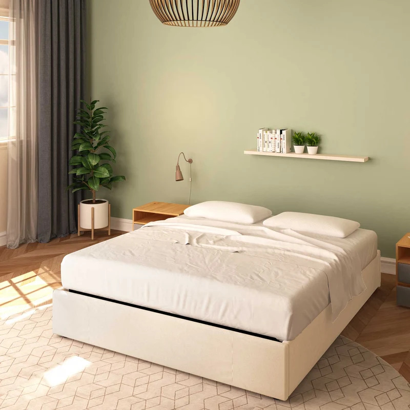 Letto senza contenitore matrimoniale in tessuto Clara