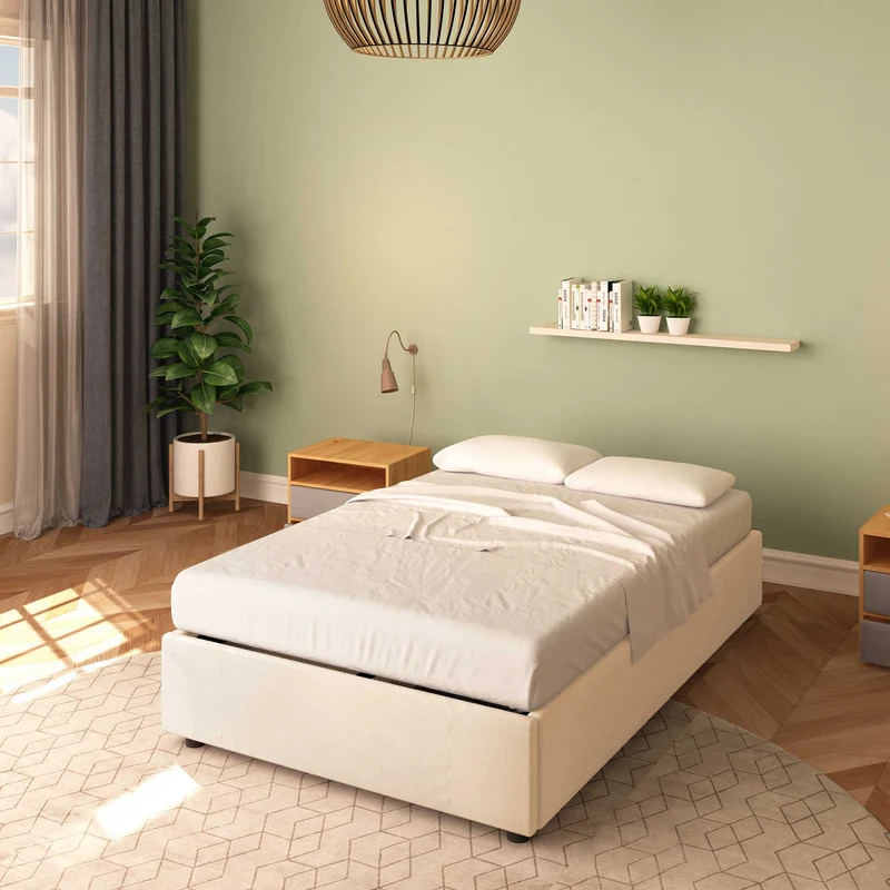 Letto senza contenitore una piazza e mezza in tessuto Clara