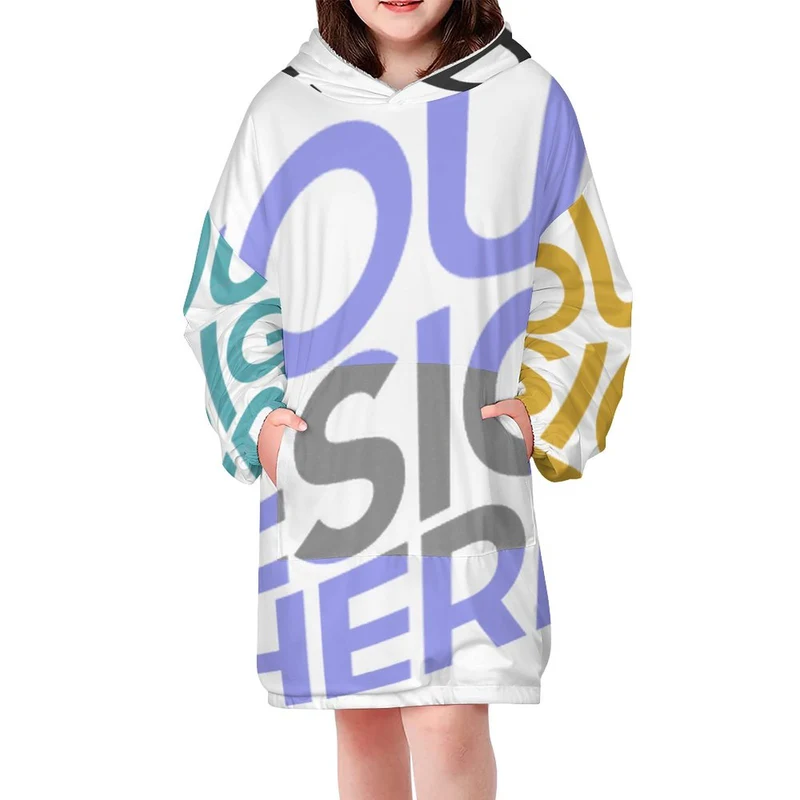 Hoodie imprimé enfant / Sweat à capuche pour fille B412 personnalisé avec photo texte logo (Impression Des Multi-images)