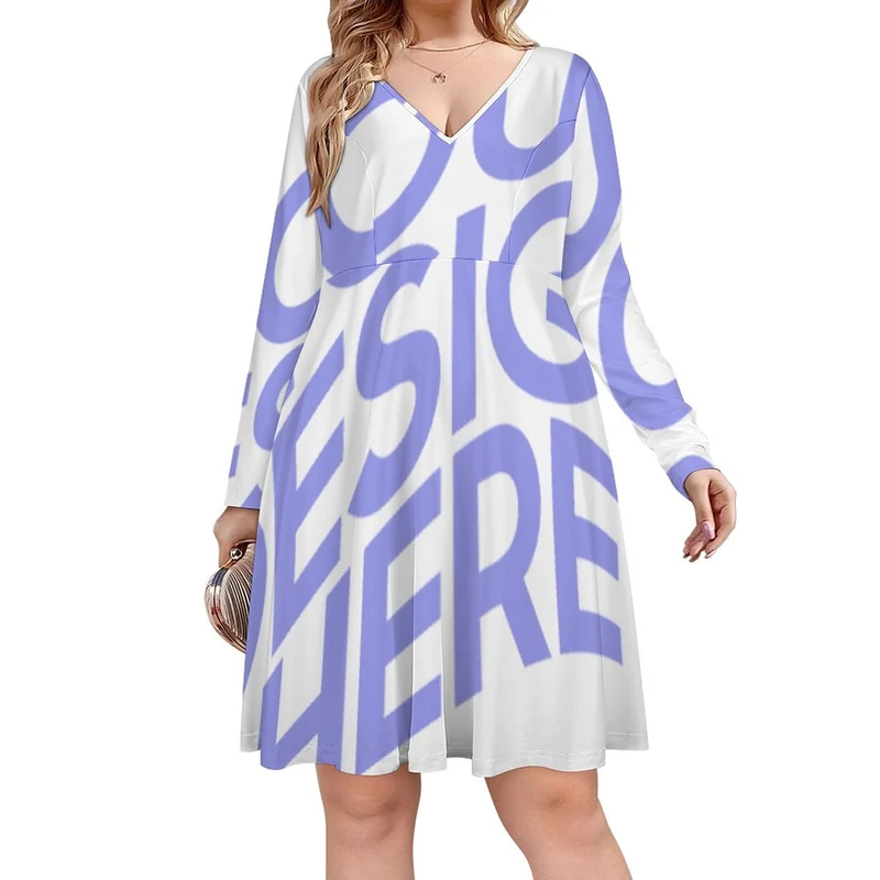 Robe personnalisée Femme oversize / Robe personnalisable col V B829 impression avec prénom photo logo (image unique)