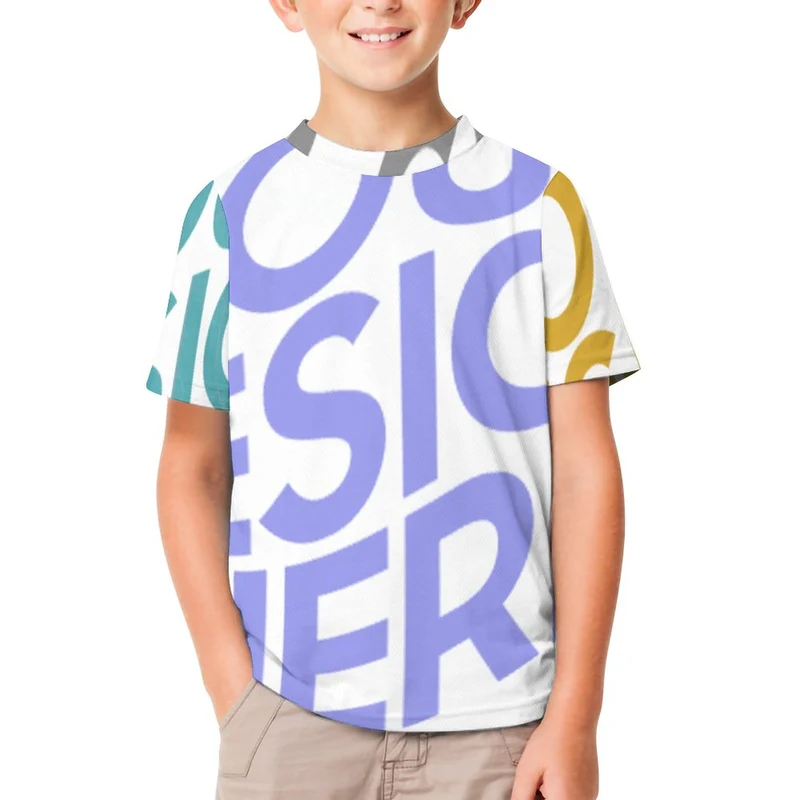 T-shirt / Tee shirt enfant manches courtes respirant ET personnalisé avec photo texte logo (Impression Multi-images)