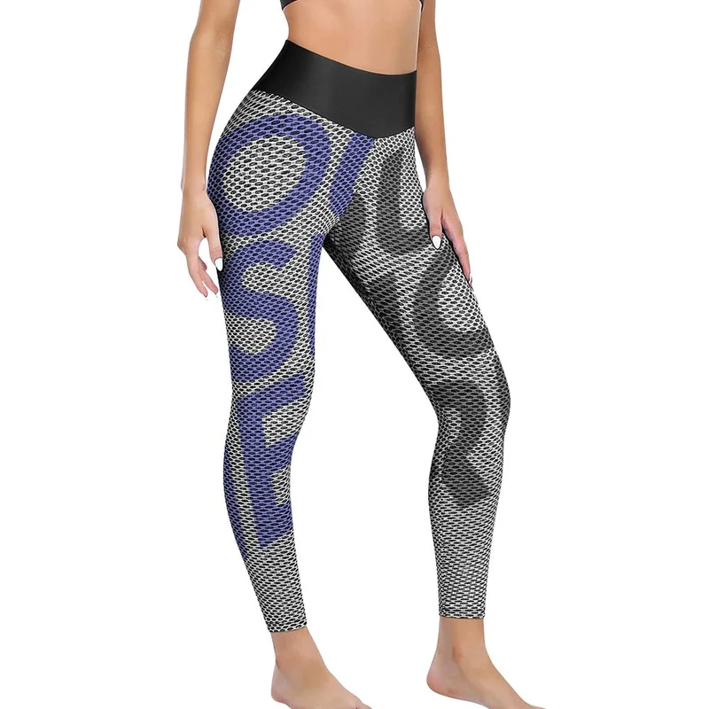 Leggings de Sport / Pantalon de Yoga en Nid d'abeille Taille Haute Stretch pour Femme YJ050 Personnalisé Impression Complète Multi-Image Avec Texte Motif Logo Photo