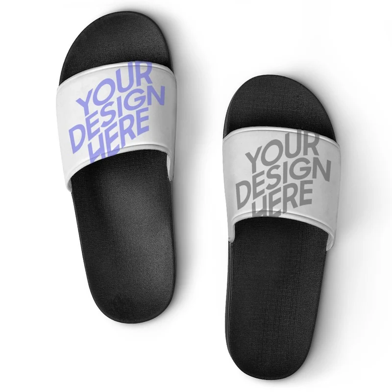 Chaussons de maison chaussures de bain en PVC pour femmes hommes personnalisée avec photo texte logo (impression complète multi-images)