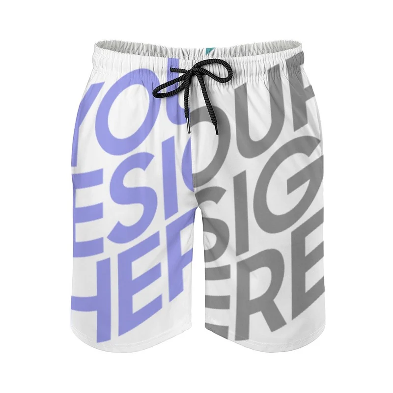 Homme short de bain / maillot de bain / short de plage à séchage rapide avec cordon de serrage D1P personnalisée avec photo texte (Impression Complète Multi-Image)