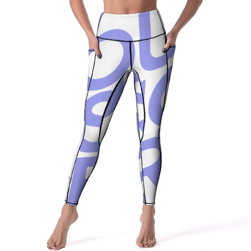 Pantalon yoga taille haute / Legging sport femme avec deux poches CE003 personnalisé avec photo logo texte motif