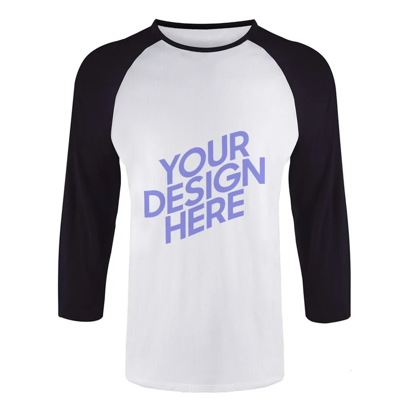 T-shirt tee shirt Raglan à manches 3/4 élastique décontracté homme personnalisé avec photo motif logo texte