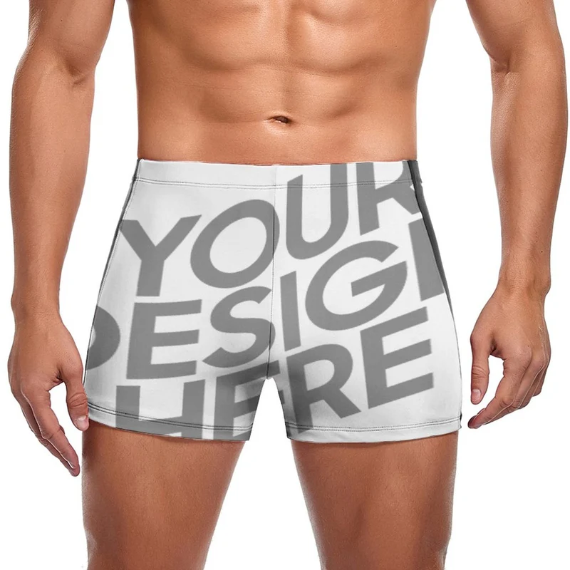 Slip de bain / Boxer de bain / Caleçon de bain homme DN003 personnalisé avec photo logo motif texte (conception une image)