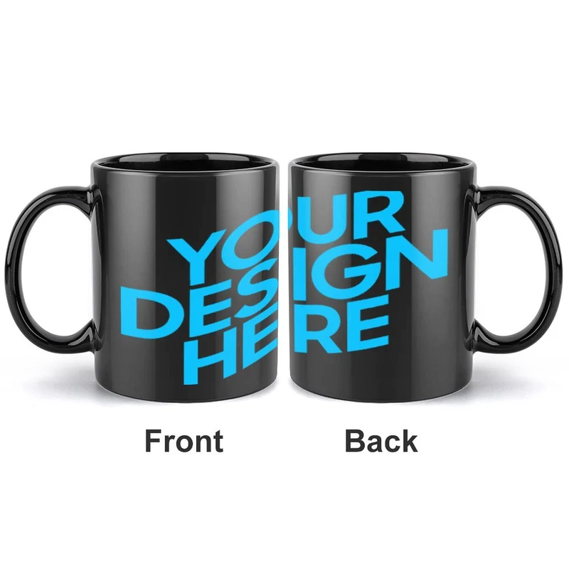 Mug / Tasse en céramique noir personnalisé avec photo logo texte motif