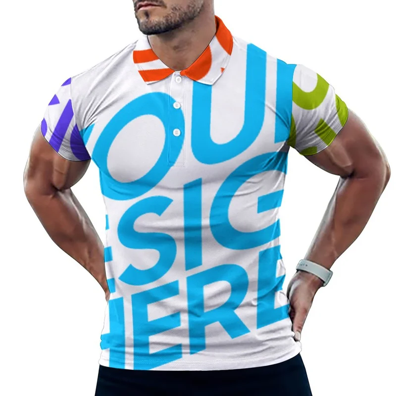 Chemise Polo manches courtes d'été pour hommes B612 personnalisé avec photo logo texte motif (impression des multi-images)