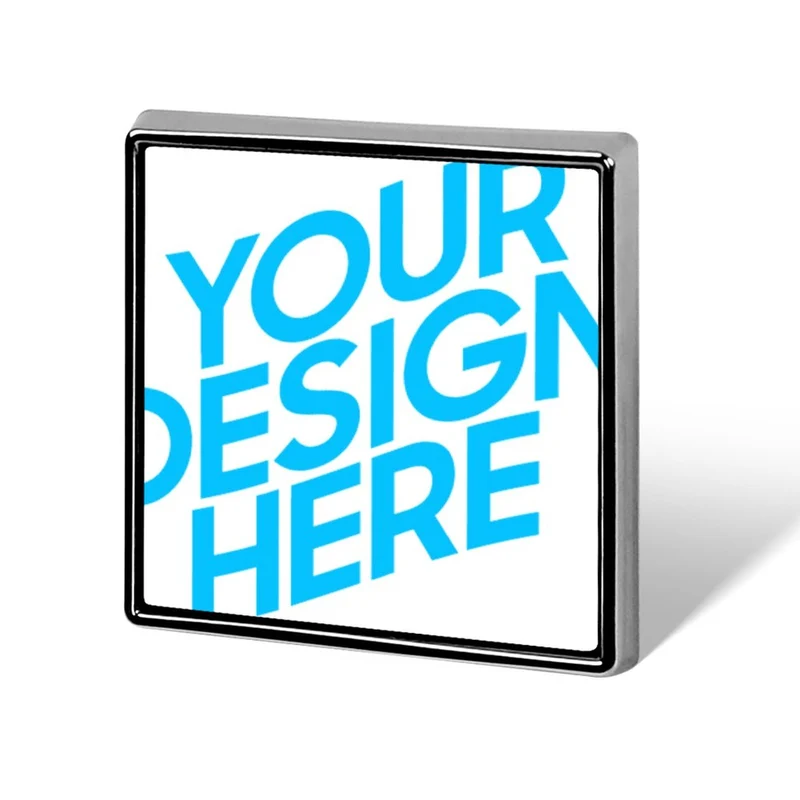 Badges de forme carrée en métal personnalisés avec photos texte logo