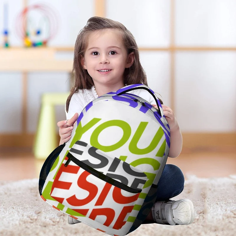 Sac à dos enfant personnalisé avec prénom photo motif texte (conception de 8 images)