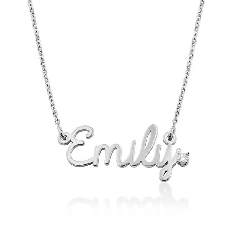 Collier pendentif lettre cursive personnalisé X0005 pour femme homme longueur réglable en argent sterling 925