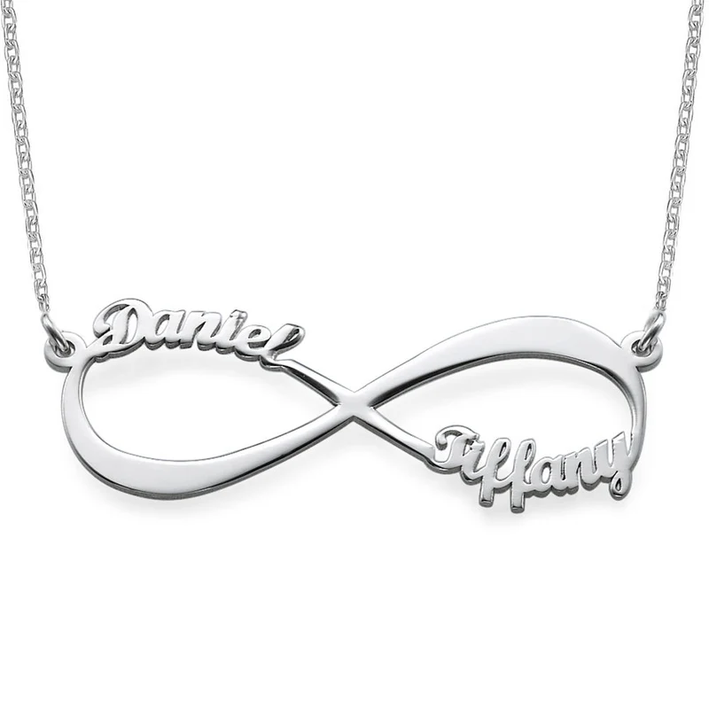 Collier Symbole Infini avec lettres X0089 pour femme homme gravure personnalisé avec prénom texte