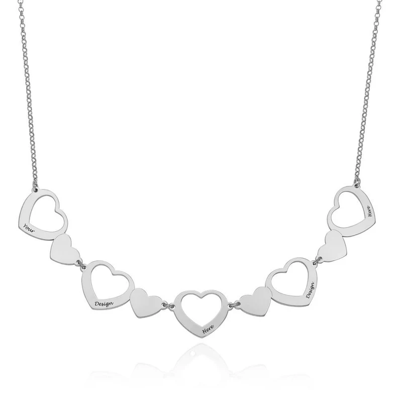 Collier Elégant Coeurs Multi-Connectés pour Femme X0061 Gravure personnalisé avec Prénom