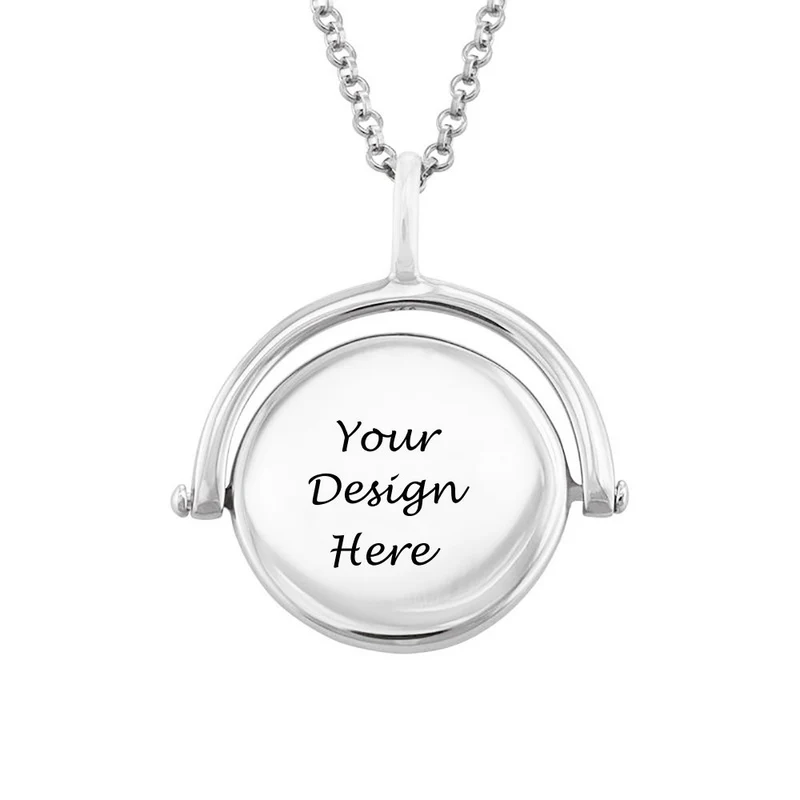 Collier Tournant Gravé X0067 en argent sterling 925 pour femme gravure personnalisé avec nom texte