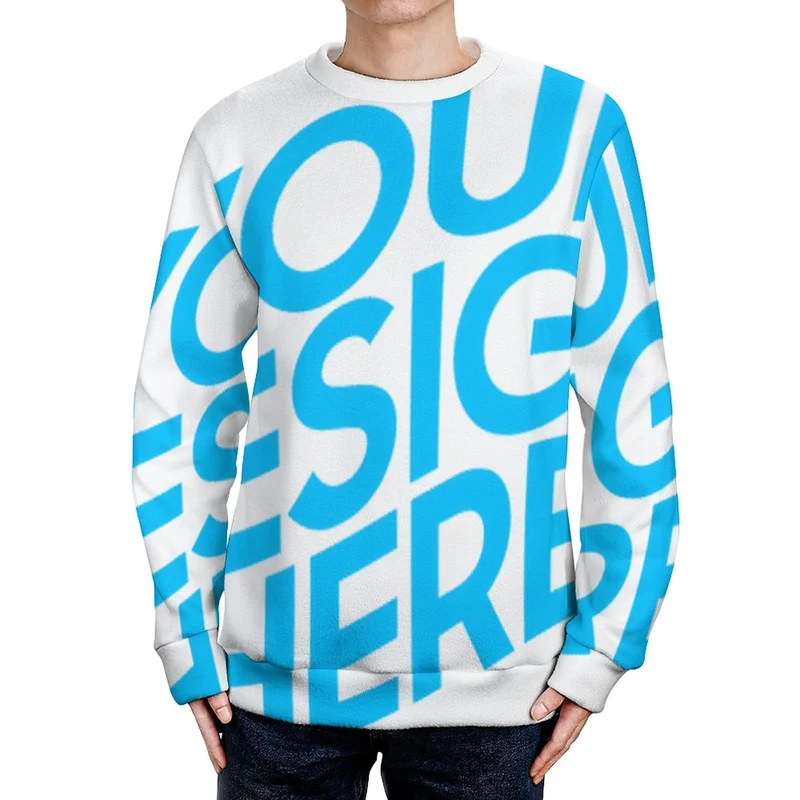 Pull homme à col rond MY09 personnalisé avec photo et logo (impression d'image unique)