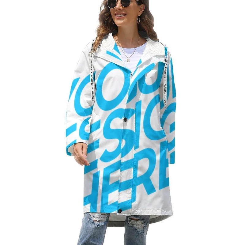 Impression d'image unique trench-coat polaire long origianl grande taille femme dodu A677 personnalisé avec photo logo motif texte