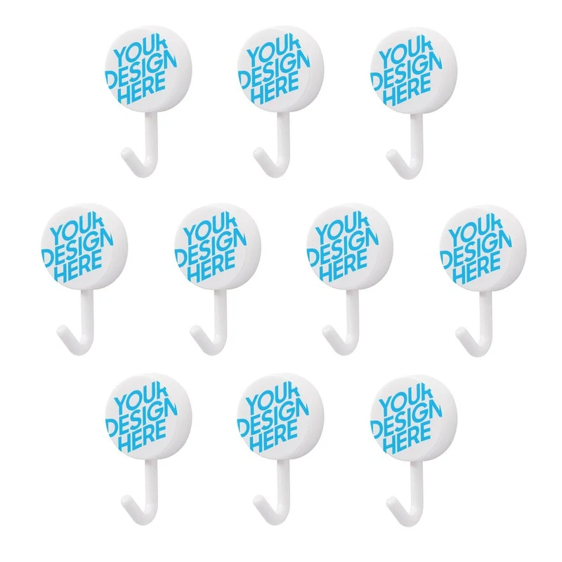 Crochet adhésif circulaire / Crochet rond en plastique mural tableau personnalisé avec photo image logo motif texte (impression 10 images différentes)