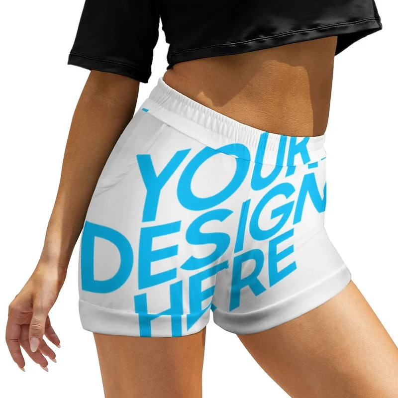 Short moderne ajusté Femme DP personnalisé avec motif logo photo texte (Impression d'image unique)